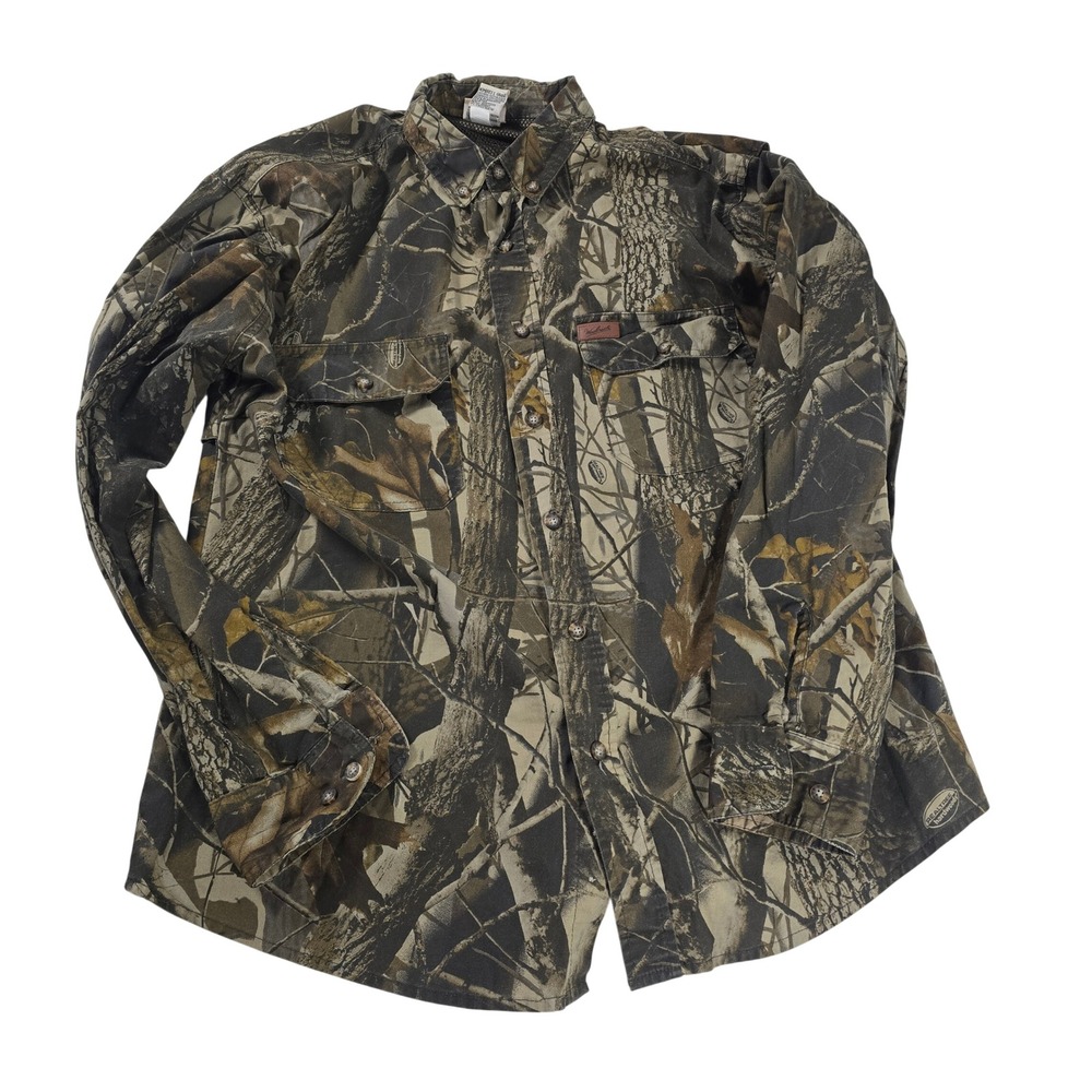 Woolrich Outdoor‎ Guide Realtree Camo Button Down Shirt Mens L vented Camouflage